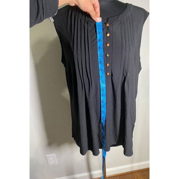 PerSeption Concept Sleeveless Black Top With Button Detail Size XL - Picture 3 of 7